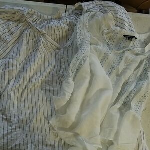 Zara White and Black Striped Blouse